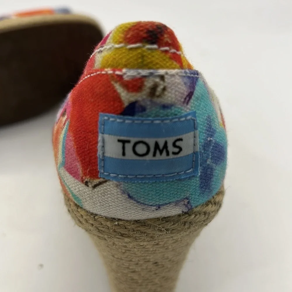 TOMS Espadrille Wedge Slip on Shoe with Peep Toe size 9